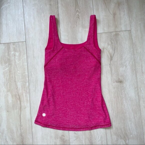 Lululemon Tank Top Women's Size 2 US Pink Heathered Amala Shelf Bra Yoga Workout - Picture 5 of 9